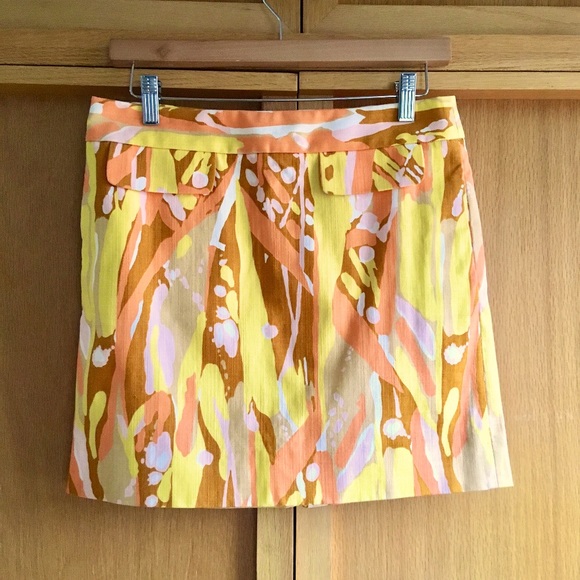 J Crew Cotton Mini Skirt Tropical Yellow & Orange - Picture 1 of 4